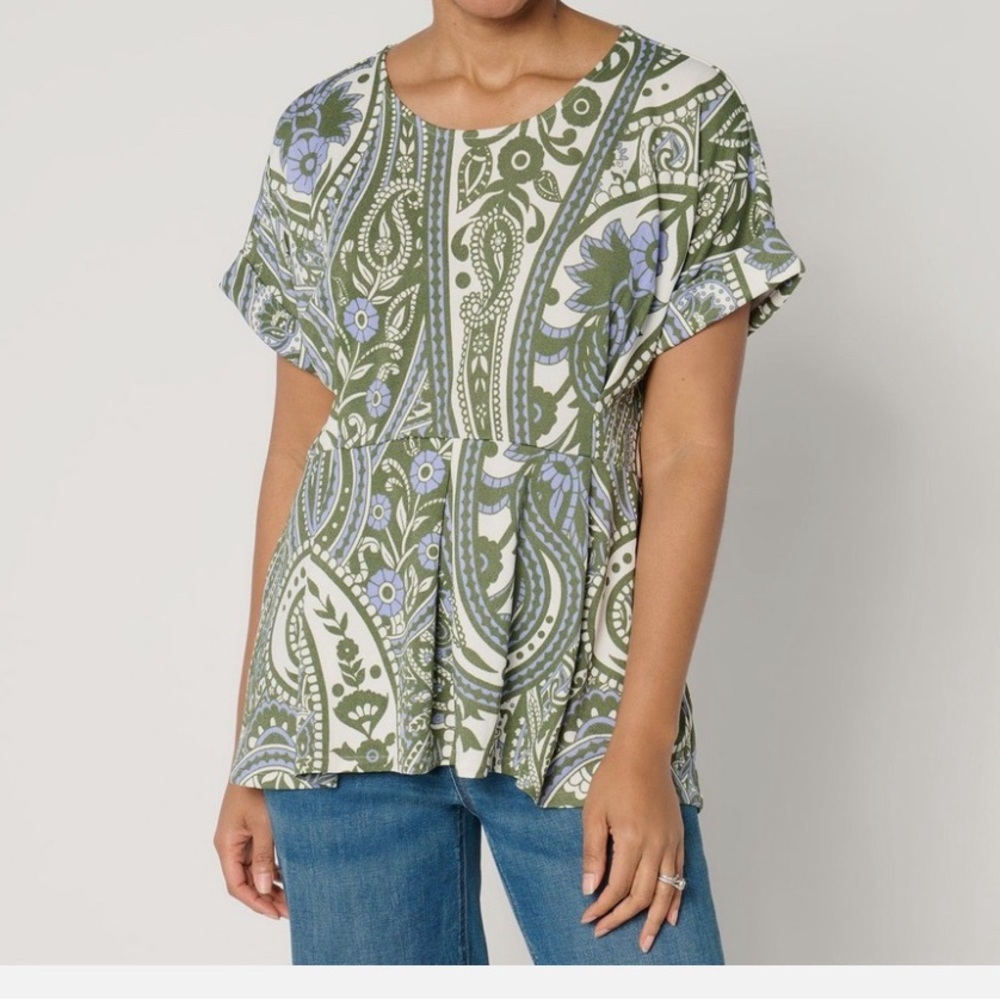 New BEAUTIFUL by Lawrence Zarian Dolman Sleeve Top Wild Green size Small